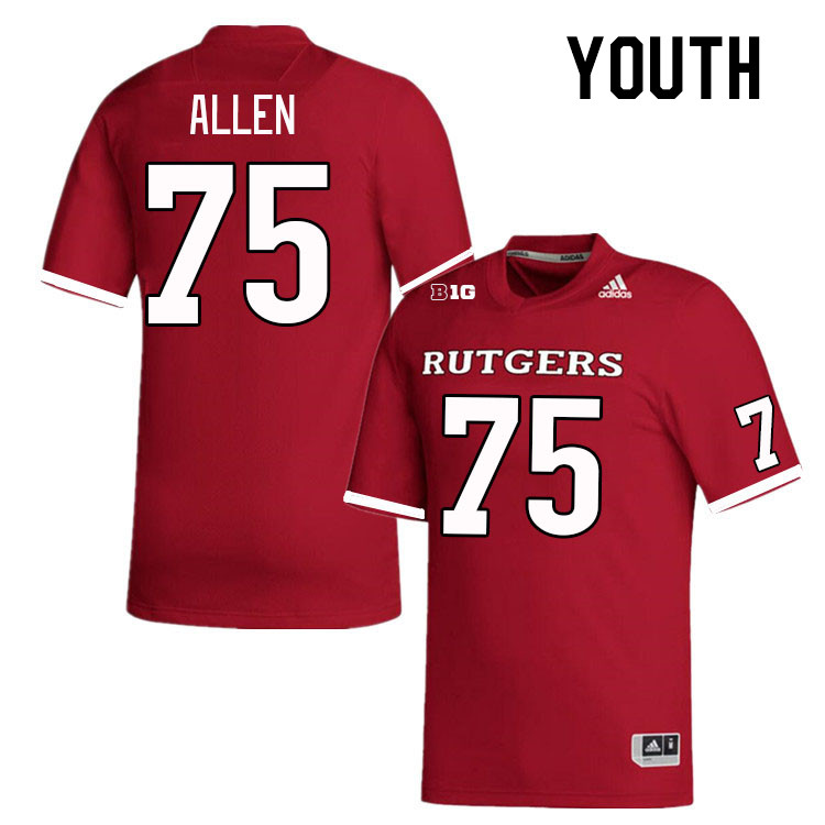 Youth #75 Jacob Allen Rutgers Scarlet Knights College Football Jerseys Stitched Sale-Scarlet